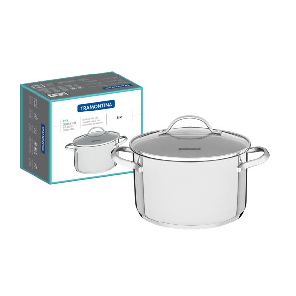 Cacerola Honda con Asas y Tapa De Vidrio 24cm/6.10l Una Tramontina 62284/240