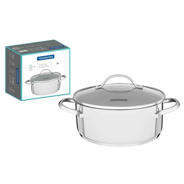 Cacerola con Asas y Tapa De Vidrio 24cm/4.80l Una Tramontina 62283/240