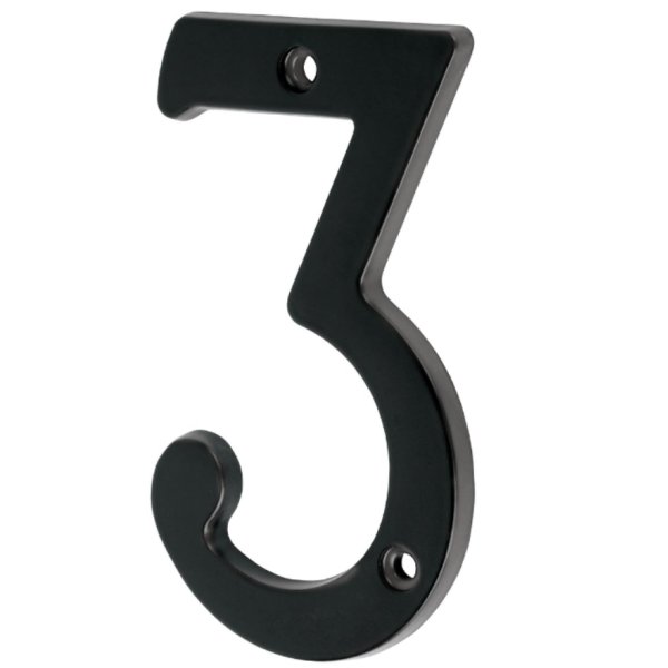 Número De Puerta ''3'' Bronce Negro Alto 4'' Hermex NUCH-3N