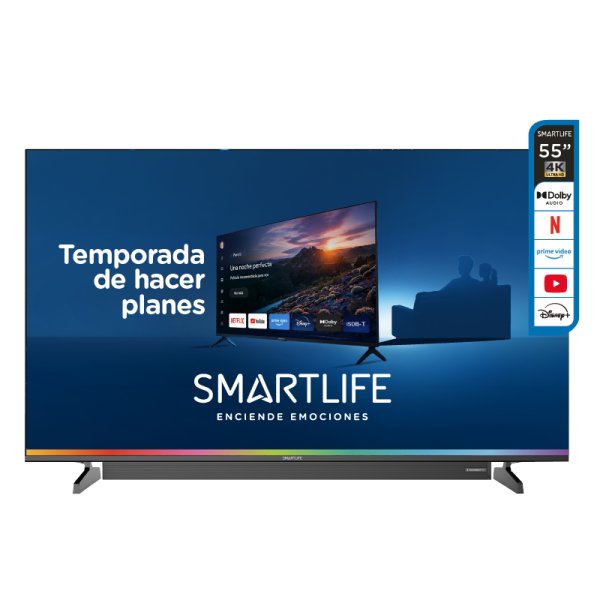Smart TV Smartlife SL-TVQ55T25SB 55" QLED 4K UHD con barra de sonido