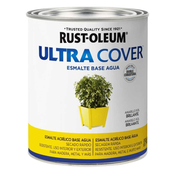 Esmalte Al Agua Amarillo Sol Brillante Ultra Cover Rust Oleum 946ml