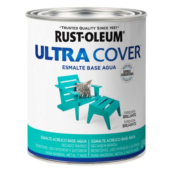 Esmalte Al Agua Turquesa Brillante Ultra Cover Rust Oleum 946ml