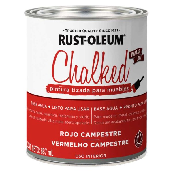 Pintura Tizada Rojo Campestre Chalked Interior Rust Oleum 887ml