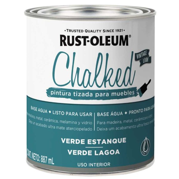 Pintura Tizada Verde Estanque Chalked Interior Rust Oleum 887ml