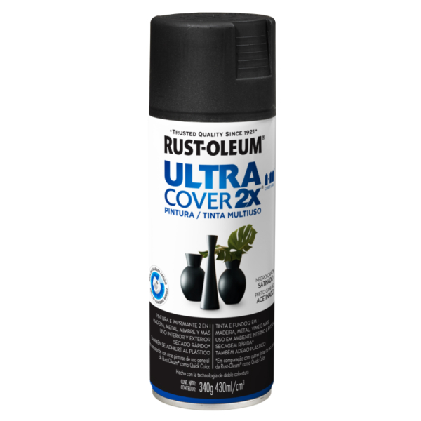 Pintura Negro Cañón Satinado Ultra Cover Rust Oleum