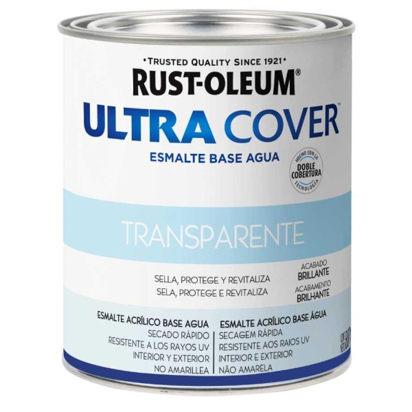 Esmalte Al Agua Transparente Brillante Ultra Cover Rust Oleum 882ml