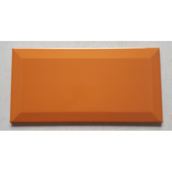 Cerámica Pared Ladrillo Biselado 10x20cm Naranja Brillante Ribesalbes