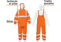 Equipo de Lluvia Impermeable Naranja Reflectivo Truper