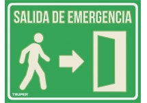 Cartel Letrero Salida De Emergencia Luminiscente Truper