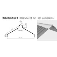 Cumbrera Caballete Tipo C Tejapanel Chapa Color ARMCO 3 m