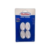 Gancho Plástico Ovalado con Adhesivo Blanco 4 Piezas BEST VALUE