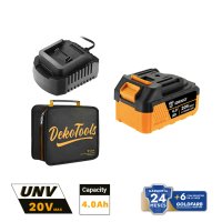 Kit 1 Batería 20V 4 Ah con Cargador y Bolso de Tela Deko DKBT20S1-1040GS