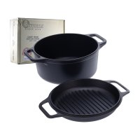 Olla con tapa doble uso hierro curado 6 L/26 cm con asas Victoria 32326