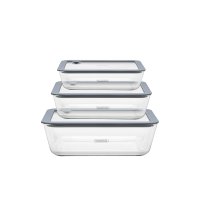Set 3Pz. Tuppers Rectangulares con Tapa Silicona Tramontina 64220/770