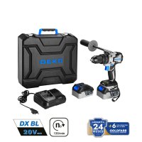 Taladro Percutor Alto Torque 1/2" 20V Brushless 2 Baterías y Cargador Deko DKBL20XP01S4