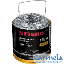 Alambre De Puas Acero Al Carbono Rollo 100mt Fiero