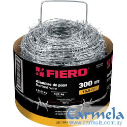 Alambre De Puas Acero Al Carbono Rollo 300mt Fiero