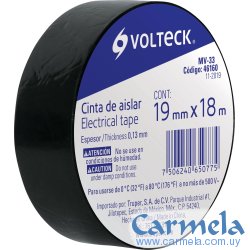 Cinta Eléctrica Aisladora 19mm Negra Volteck MV-33