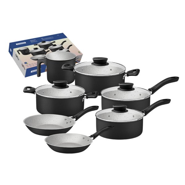 Batería de Cocina 11 Piezas Starflon Linz Negro Tramontina 28299/006