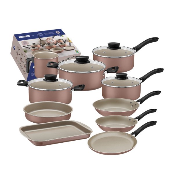 Batería de Cocina 14 Piezas Starflon Linz Rosa Tramontina 28299/307