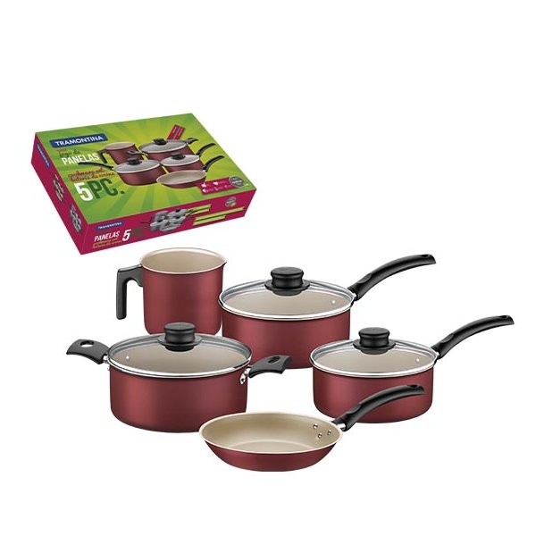 Batería de Cocina 5 Piezas Starflon Turim Rojo Tramontina 20298/761