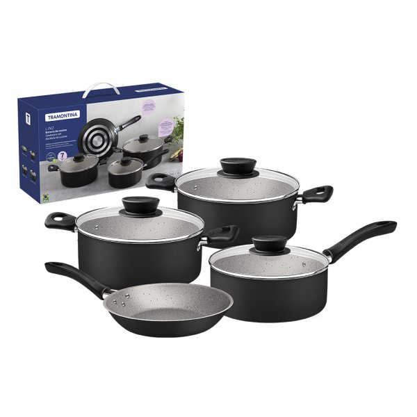 Batería de Cocina 7 Piezas Starflon Linz Negro Tramontina 28299/008