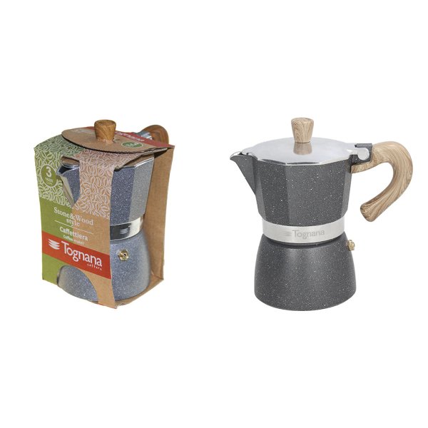 Cafetera 3 Tazas Aluminio Stone & Wood Tognana V443003MGRW