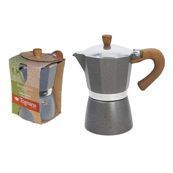 Cafetera 6 Tazas Aluminio Stone & Wood Tognana V443006MGRW