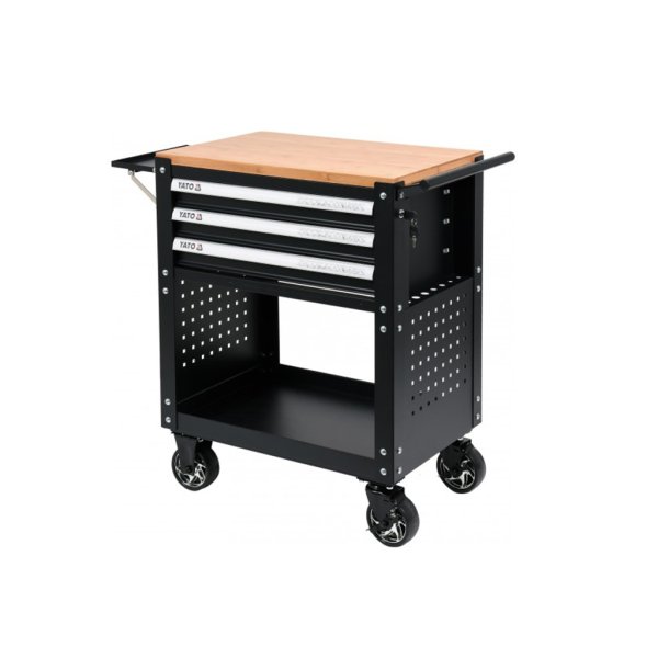 Carro de Herramientas 3 Bandejas con Tabla de Madera sin Herramientas Yato YT-55281