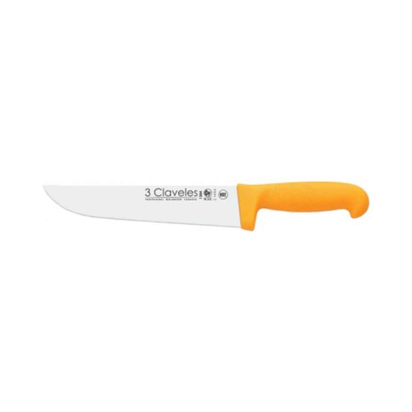 Cuchillo Carnicero 8" Mango Amarillo Línea Frigorífico 3 Claveles 5628