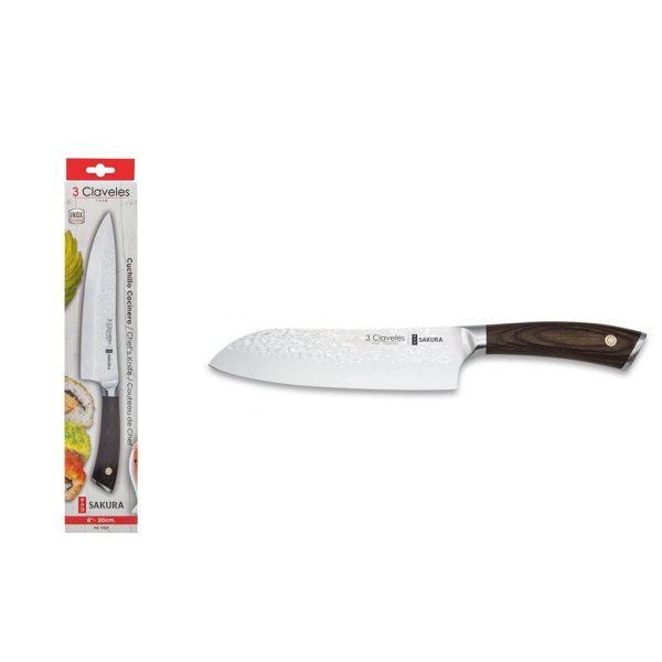 Cuchillo Santoku 7" Forjado Martillado Sakura 3 Claveles 1018