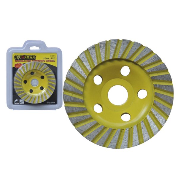 Disco Copa de Desbaste Diamantado Turbo 115 mm (4 1/2 Pulgadas) Crownman 0860115