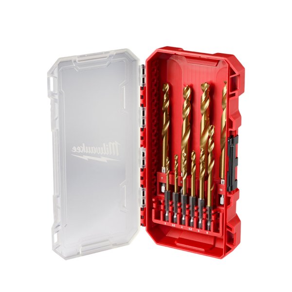 Juego 10 Mechas Titanio 3 a 10 mm Hexagonal 1/4" SHOCKWAVE Milwaukee 48-89-4859