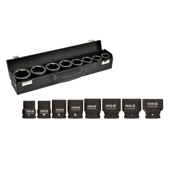 Juego 8 Bocallaves de Impacto Hexagonales 3/4" 22 a 41 mm Yato YT-1115