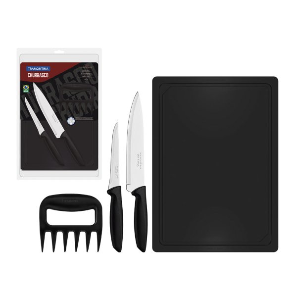 Juego para Asado 4 Piezas Plenus Negro Tramontina 23498/076