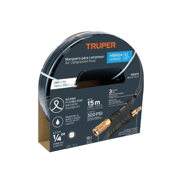 Mang.cauch-PVC p/pis.A.pre3/8?"TRUPER"MAN-HI-15-3/8 roll15mt