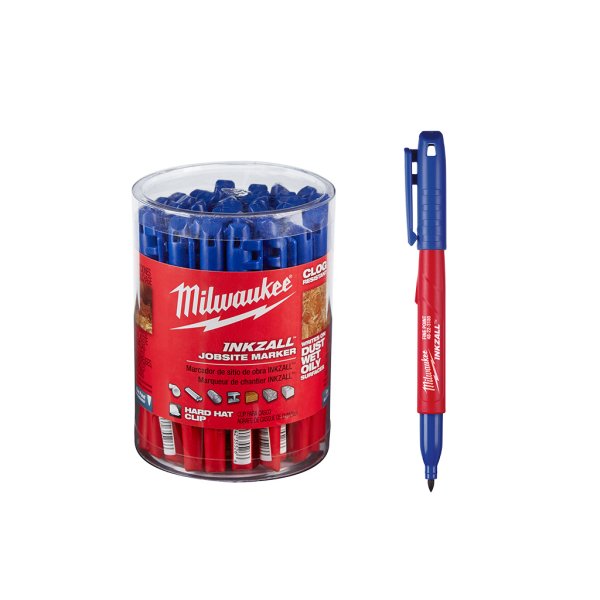 Pack 36 Marcadores Punta Fina Azul INKZALL Milwaukee 48-22-3180
