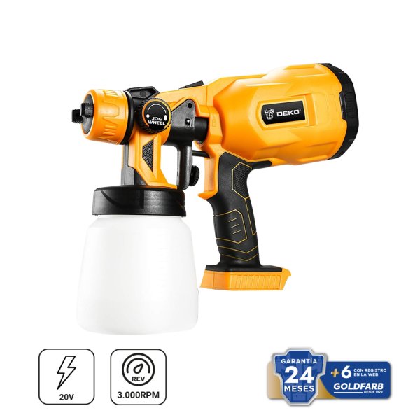 Pistola de Pintar a Batería 20V sin Batería ni Cargador Deko DKSG20Q1Y-S0