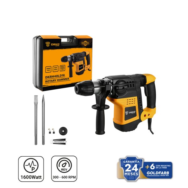 Rotomartillo 40 mm 1600 W SDS Max Deko DKRH40LD16