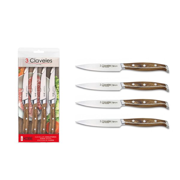 Set 4 Cuchillos Chuleteros Wagyu 3 Claveles 1048