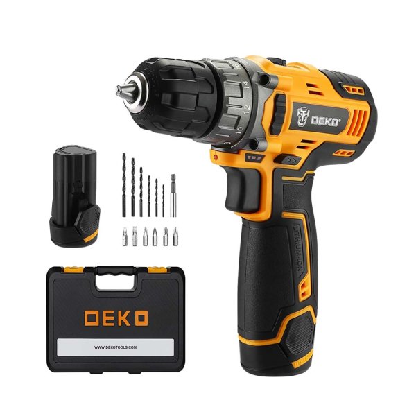 Taladro Atornillador 10 mm 12V con 2 Baterías 1,5 Ah y Cargador Deko DKCD12XL01-5S3