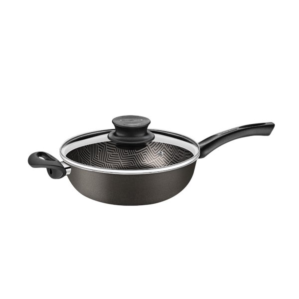 Wok con Tapa, Mango y Asa 26 cm Starflon Paris Negro Tramontina 28518/626