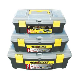 3 Cajas Para Herramientas con Cierre Plástico Crownman 0018003
