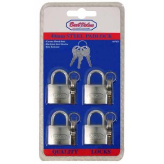 Juego de 4 Candados de Acero 50 mm con Llave Maestra, Best Value