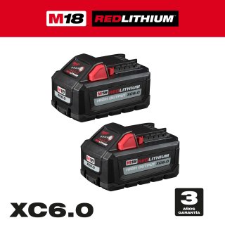 Batería 18V 6,0 Ah M18 REDLITHIUM HIGH OUTPUT Pack x 2 Milwaukee 48-11-1862