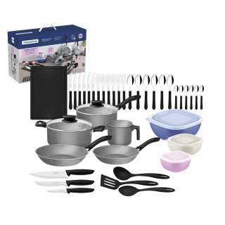 Batería de Cocina 44 Piezas Starflon Linz Gris Tramontina 28399/602