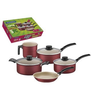 Batería de Cocina 5 Piezas Starflon Turim Rojo Tramontina 20298/761