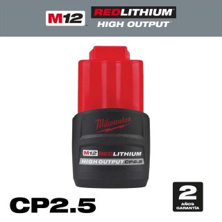 Batería M12 HIGH OUTPUT 12 V 2,5 Ah Milwaukee 48-11-2425