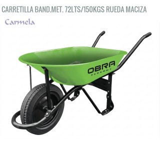 Carretilla OBRA bandeja metálica 72 litros, rueda maciza