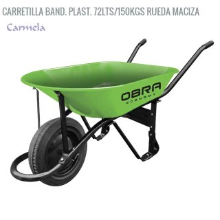 Carretilla OBRA bandeja plástica 72 litros, rueda maciza